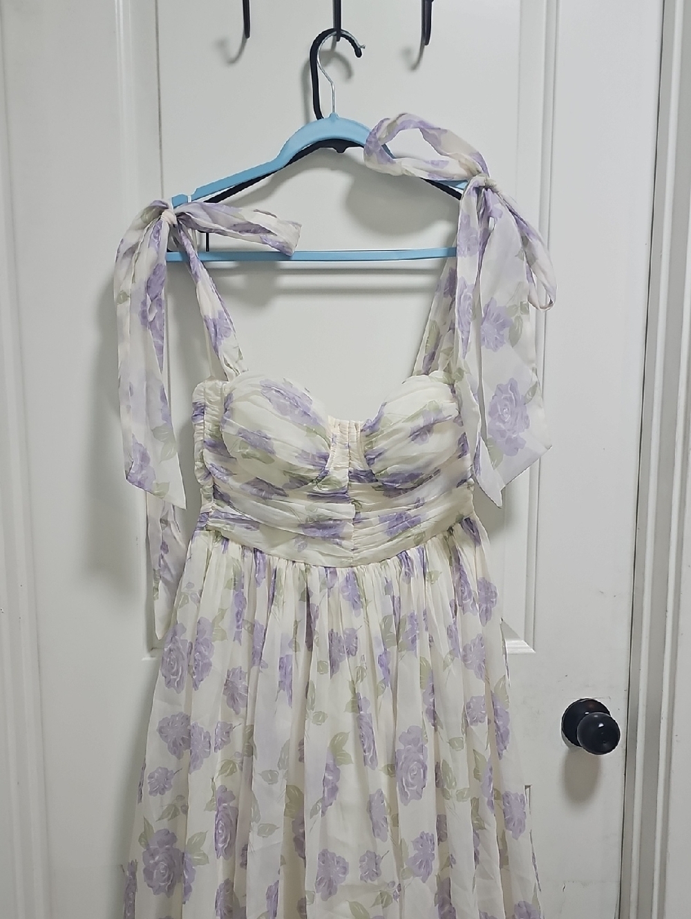 Petal & Pup Ivory Dress with Lavender Floral Print L